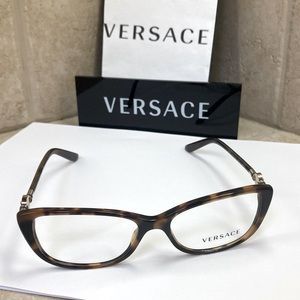 Versace Women's Tortoiseshell Cat-Eye Glasses with Gold Temples